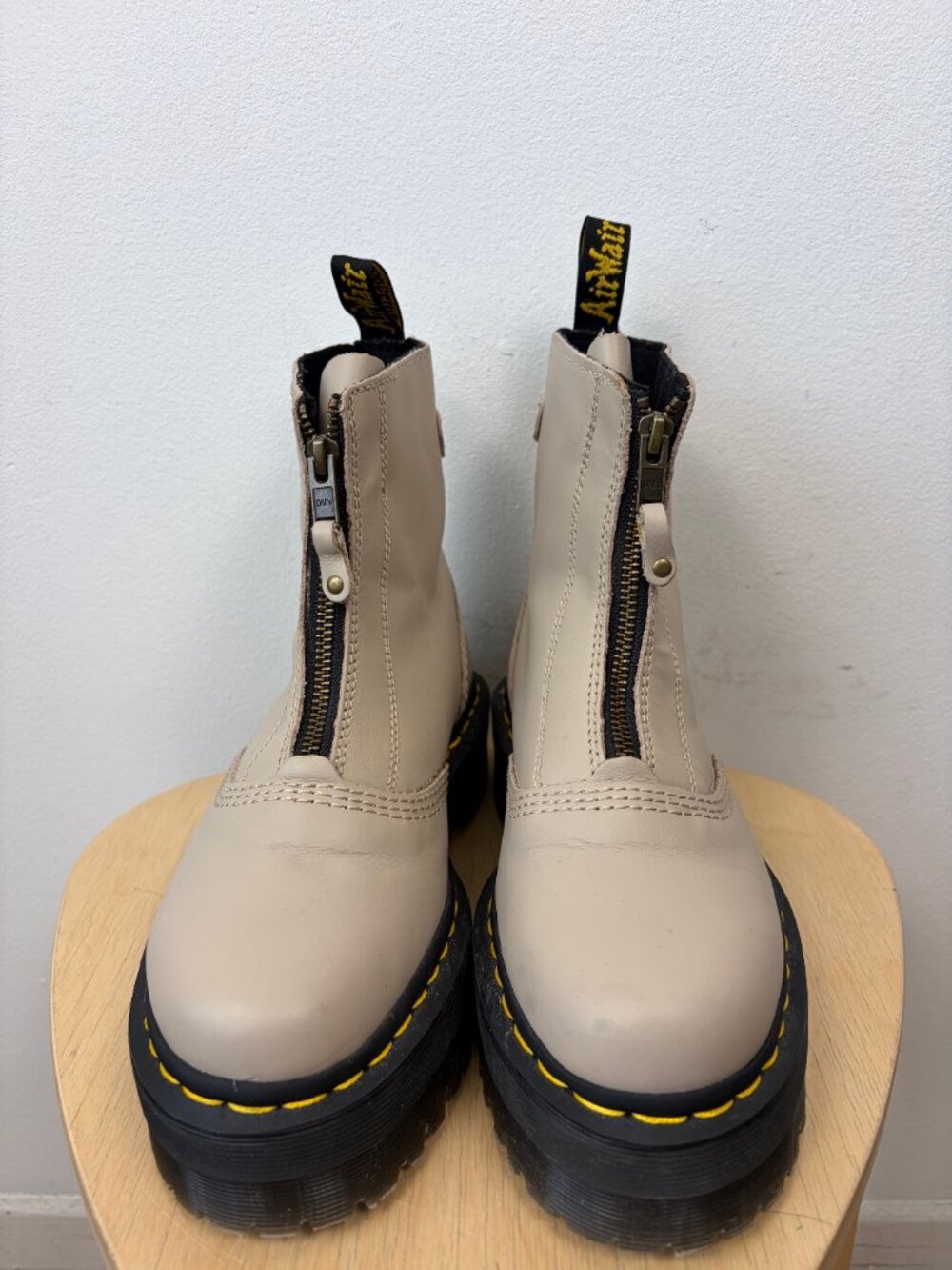 Dr. Martens Jetta Zipped Sendal Leather Platform Boots Vintage Taupe US 8 Womens - Picture 2 of 14